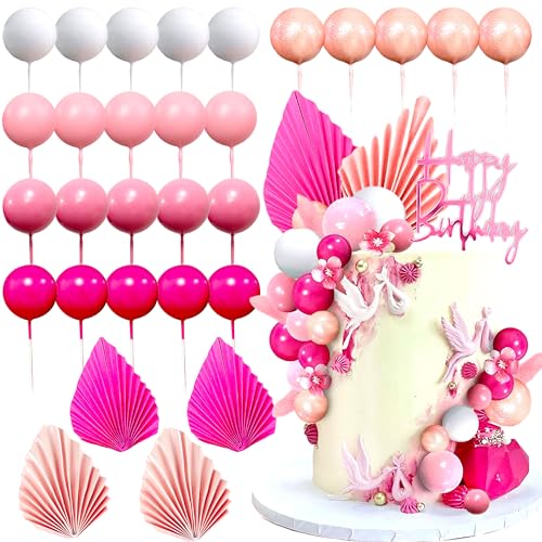 LaVenty Rosa Kugel Tortenaufleger Rosa Kuchen Dekoration Rosa Kugeln Dekoration für Hochzeit Party Babyparty Geburtstag Hochzeiten Disco Party von LaVenty