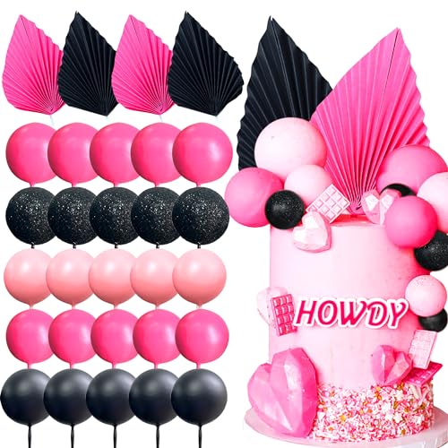 LaVenty Rosa und Schwarz Tortendeko Kugeln Cake Topper Mini Ballons Tortenaufleger für Hochzeit Party Babyparty Geburtstag Tortendeko von LaVenty