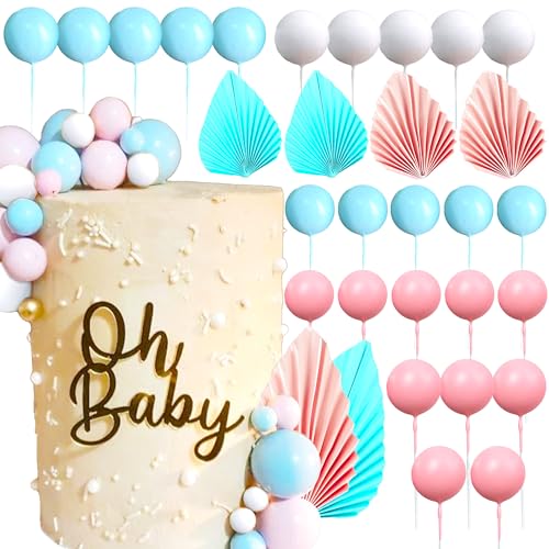 LaVenty Gender Reveal Party Deko Torten Deko Kugeln für Junge oder Mädchen Tortendeko für Babyparty Dekoration Geburtstag Feiern Kugeln Kuchen Dekoration von LaVenty