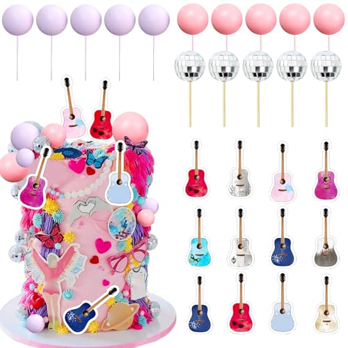 LaVenty Rock Roll Kuchen Dekoration Musiknote Kuchen Topper Gitarre Kuchen Topper Saxophon Kuchen Dekoration Disco Kuchen Dekoration 90er Jahre Kuchen Topper (Amethyst) von LaVenty