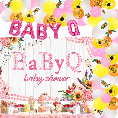 LaVenty Rosa BBQ Baby Shower Hintergrund Dekorationen BBQ Party Dekorationen Picknick Motto Party Dekorationen BBQ Party Supplies BBQ Grill Gender Reveal Party Dekorationen von LaVenty