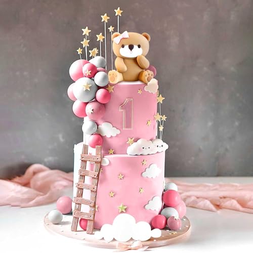 LaVenty Rosa Bär Tortendeko Baby Bär Baby Shower Cake Topper Bären Tortendeko Baby Shower Geburtstag Kuchen Dekoration von LaVenty