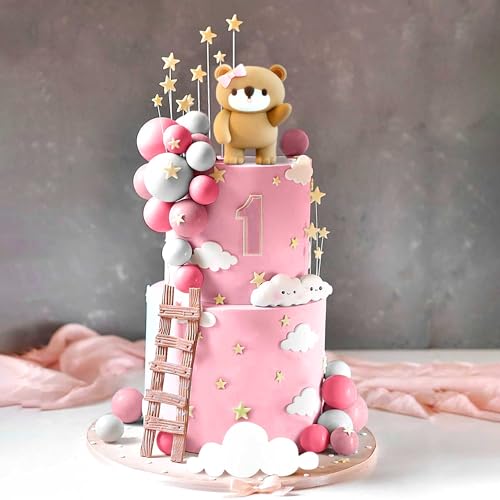 LaVenty Rosa Bär Tortendeko Baby Bär Baby Shower Cake Topper Bären Tortendeko Baby Shower Geburtstag Kuchen Dekoration von LaVenty