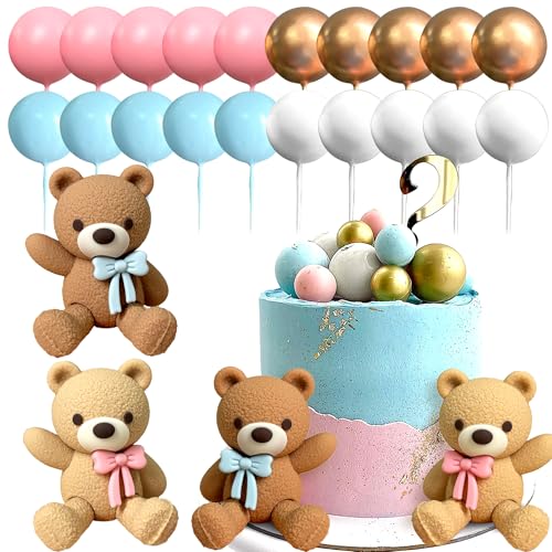 LaVenty Rosa Blau Gender Reveal Cake Toppers Junge oder Mädchen Tortendeko Teddybär Tortendeko Baby Shower Tortendeko von LaVenty