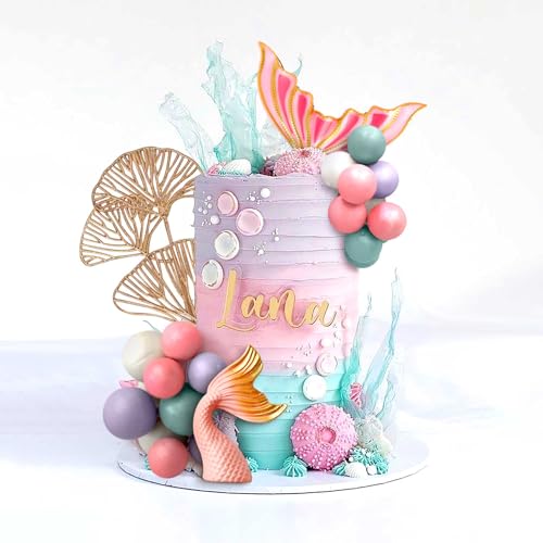 LaVenty Rosa Meerjungfrau Schwanz Kuchen Topper Unter dem Meer Kuchen Dekoration Kugeln Kuchen Topper Meerjungfrau Schwanz Kuchen Topper Meerjungfrau Party Supplies von LaVenty