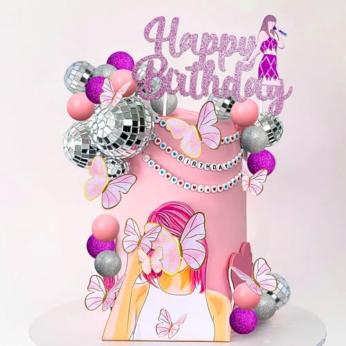 LaVenty Rosa Sänger Geburtstag Kuchen Dekoration Party Dekorationen Geburtstag Mädchen Thema Foto Hintergrund Party Musik Fans Liebhaber Party Supplies von LaVenty