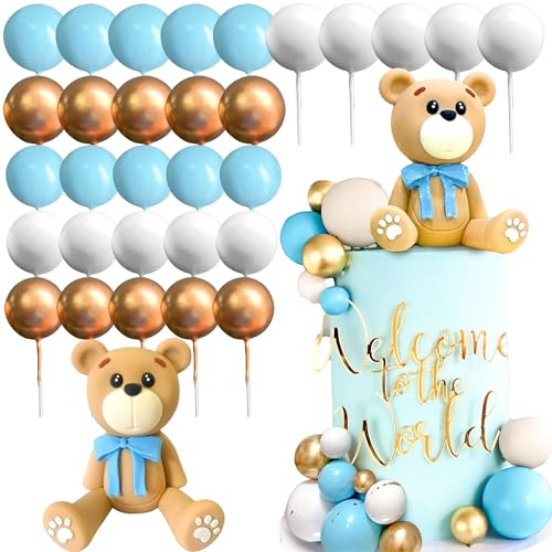 LaVenty Rosa Teddybär Kuchen Dekoration Teddybär Baby Dusche Geburtstagskuchen Dekoration Baby Dusche Baby Mädchen Kuchen Dekoration (blau) von LaVenty