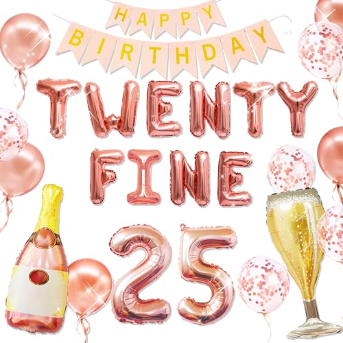 LaVenty Rosegold Twenty Five Birthday Decoration 25 Birthday Balloon 25 Birthday Decorations For Women Funny Happy Birthday Decoration 25 Number Balloons von LaVenty