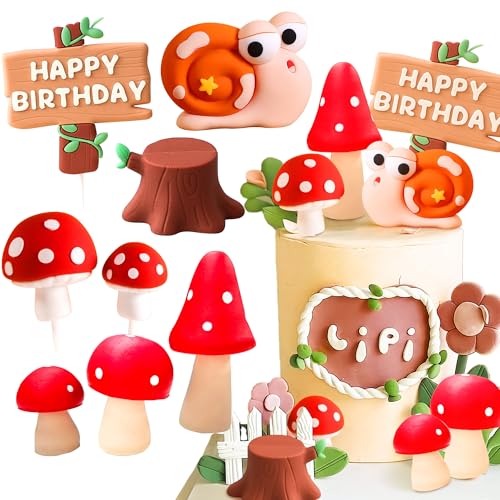 LaVenty Roter Pilz Kuchen Dekoration Pilz Schnecke Kuchen Dekoration Fee Kuchen Dekoration Garten Fee Kuchen Dekoration Fairy Party Supplies Fairy Party Favors von LaVenty