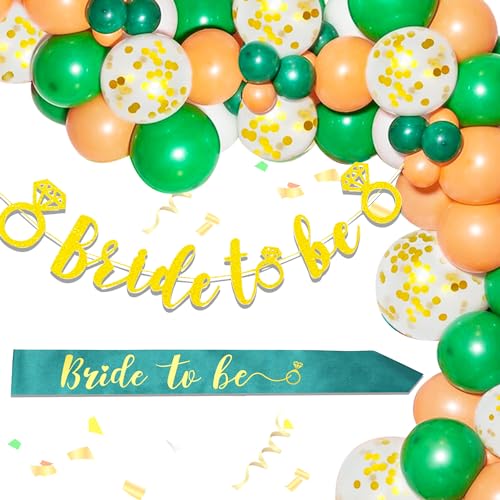 LaVenty Salbeigrün Bride To Be Banner Dekoration She Said Yes Dekorationen Bride To Be Party Dekoration Ballon Banner Girlande Bride To Be Schärpe Brautdusche Verlobungsfeier von LaVenty