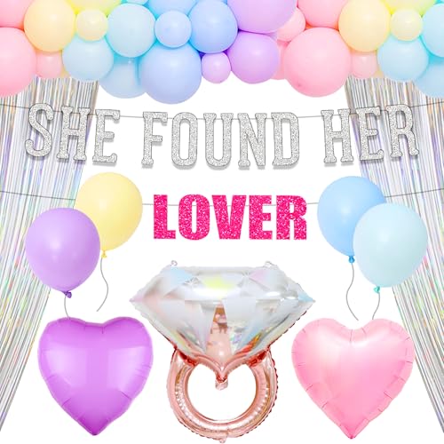 LaVenty She Found Her Lover Banner Ballon Junggesellinnenabschied Dekorationen Regenbogen Liebhaber Bachelorette Party Dekorationen Brautdusche Dekorationen von LaVenty