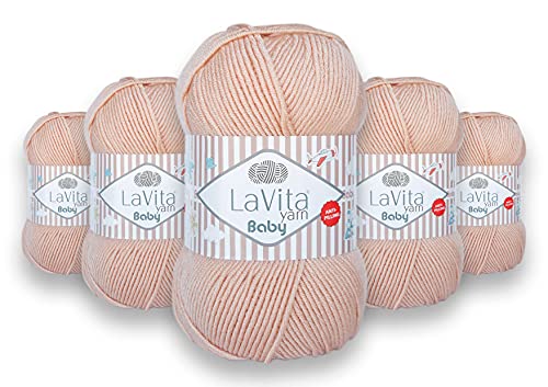 LaVita Yarn, BABY Handstrickgarn, Wolle 5-Teilige Packung, Best Uni, Antipilling 100% Micro Acryl, 1 Ball 100 gr, 250m… (4124) von LaVita Yarn