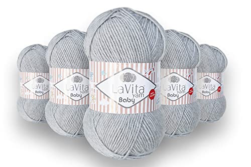 LaVita Yarn, BABY Handstrickgarn, Wolle 5-Teilige Packung, Best Uni, Antipilling 100% Micro Acryl, 1 Ball 100 gr, 250m… (6026) von LaVita Yarn