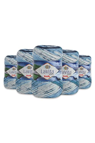 LaVita Yarn BATIK Handstrickgarn, Wolle 5-Teilige Packung, 100% Micro Acryl Sportgarn, 1 Ball 100 gr, 170mt… (DG15) von LaVita Yarn