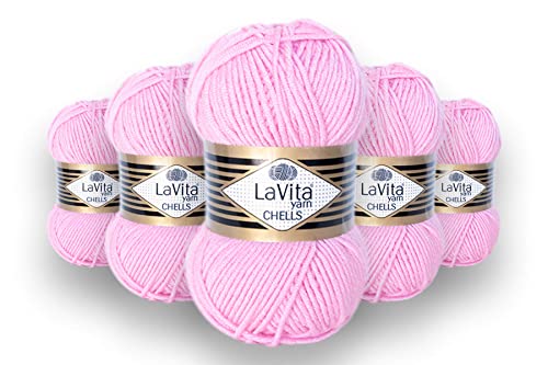 LaVita Yarn CHELLS Handstrickgarn, Wolle 5-Teilige Packung, 100% Acryl 1 Ball 100 gr 170mt (2692) von LaVita Yarn