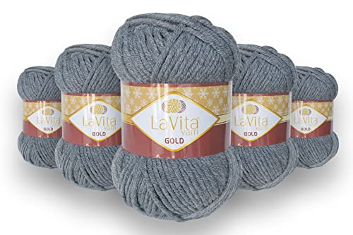 LaVita Yarn GOLD Handstrickgarn Wolle 5-Teilige Packung (6001) von LaVita Yarn