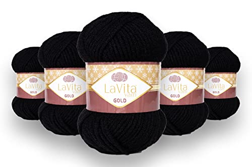 LaVita Yarn GOLD Handstrickgarn Wolle 5-Teilige Packung (9500) von LaVita Yarn