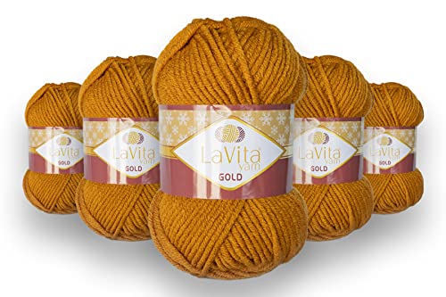 LaVita Yarn GOLD Handstrickgarn Wolle 5-Teilige Packung (9537) von LaVita Yarn