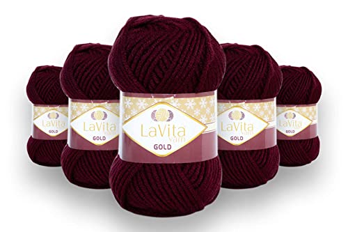 LaVita Yarn GOLD Handstrickgarn Wolle 5-Teilige Packung (9572) von LaVita Yarn