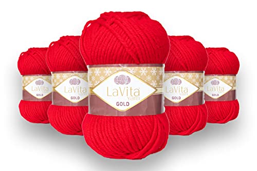 LaVita Yarn GOLD Handstrickgarn Wolle 5-Teilige Packung (9578) von LaVita Yarn