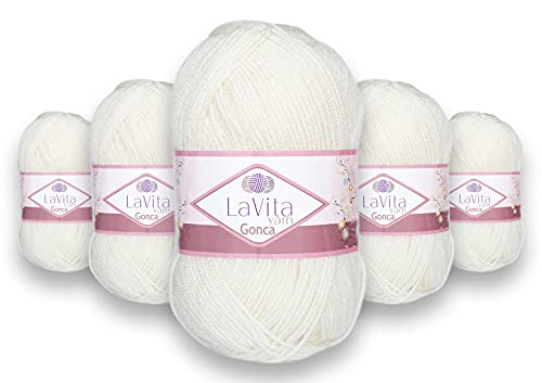 LaVita Yarn GONCA Handstrickgarn, Wolle, 5-Teilige Packung, 100% Acrylgarn, 1 Ball 100 gr, 300mt (1021) von LaVita Yarn