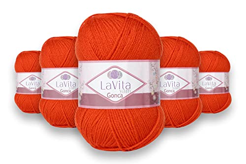 LaVita Yarn GONCA Handstrickgarn, Wolle, 5-Teilige Packung, 100% Acrylgarn, 1 Ball 100 gr, 300mt (3106) von LaVita Yarn