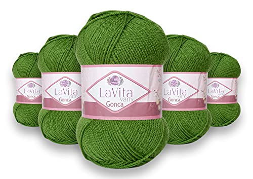 LaVita Yarn GONCA Handstrickgarn, Wolle, 5-Teilige Packung, 100% Acrylgarn, 1 Ball 100 gr, 300mt (8124) von LaVita Yarn