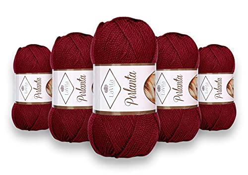 LaVita Yarn PIRLANTA Handstrickgarn, Wolle 5-Teilige Packung, 100% Micro Acryl Sportgarn, 1 Ball 100 gr 225mt… (0020) von LaVita Yarn