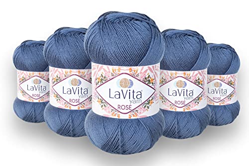 LaVita Yarn ROSE Handstrickgarn, Wolle 5-Teilige Packung,100% Acrylic, 1 Ball 100 gr, 350 mt (5213) von LaVita Yarn