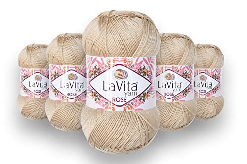 LaVita Yarn ROSE Handstrickgarn, Wolle 5-Teilige Packung,100% Acrylic, 1 Ball 100 gr, 350 mt (7123) von LaVita Yarn