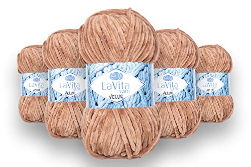 LaVita Yarn VELUR Handstrickgarn, Wolle 5 Stück Packung, 100% Micro Polyester Garn, 1 Knäuel 100 gr, 120 mt (7120) von LaVita Yarn