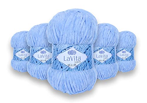 LaVita Yarn VELUR Handstrickgarn, Wolle 5-Teilige Packung,100% Micro Polyester Sportgarn, 1 Ball 100 gr, 120 mt… (5012) von LaVita Yarn