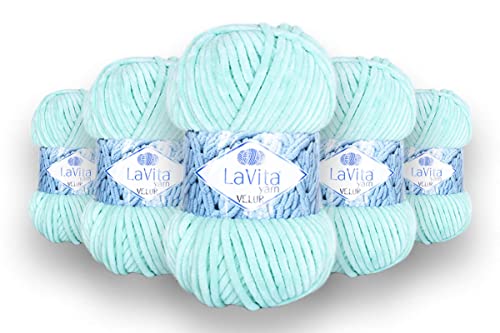 LaVita Yarn VELUR Handstrickgarn, Wolle 5-Teilige Packung,100% Micro Polyester Sportgarn, 1 Ball 100 gr, 120 mt… (8207) von LaVita Yarn