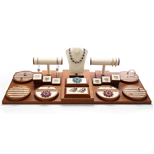 Schmuck Organizer 20-teiliges Halsketten-Ausstellungsregal, Staffelei, Schmuck-Organizer-Ständer zum Ausstellen, Halskettenbüste, stapelbare Schmuck-Organizer-Tabletts, Geschenk für Mädchen/Frauen von LaYiQimn