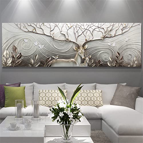 5D Diamond Painting Groß Hirsch abstrakte Linien,Diamant Painting Bilder Erwachsene 100x50cm,DIY 5D Diamant malen nach zahlen Set Kinder,mit Voll Zubehör,Gemälde Wohnzimmer Schlafzimmer Büro Wand Deko von Laahoo