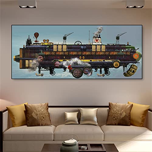 5D Diamond Painting Groß Retro-Luftschiff-Punk,Diamant Painting Bilder Erwachsene 60x30cm,DIY 5D Diamant malen nach zahlen Set Kinder,mit Voll Zubehör,Gemälde Wohnzimmer Schlafzimmer Büro Wand Deko von Laahoo