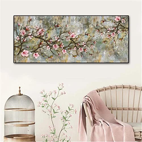 Diamond Painting Set,5D Diamant Painting Bilder,DIY Malen Nach Zahlen Erwachsene Kinder Stickerei,Daiments Painting Eckige Steine,Groß Diamond Art dots Kits,Deko Wohnzimmer,Pflaumenbaum Blume 220x80cm von Laahoo