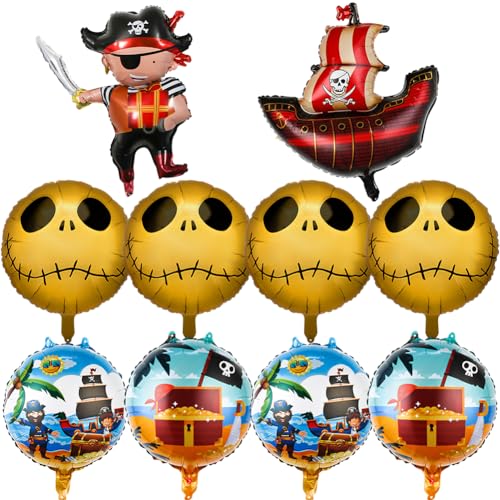 LabDip 10PCS Piraten Ballon Set Für Jungen, Piratenschiff Luftballons, Piraten Deko Kindergeburtstag, Piratenschiff, Piratenhut Für Kindergeburtstag Deko Kindergeburtstag Piratenparty Dekoration von LabDip