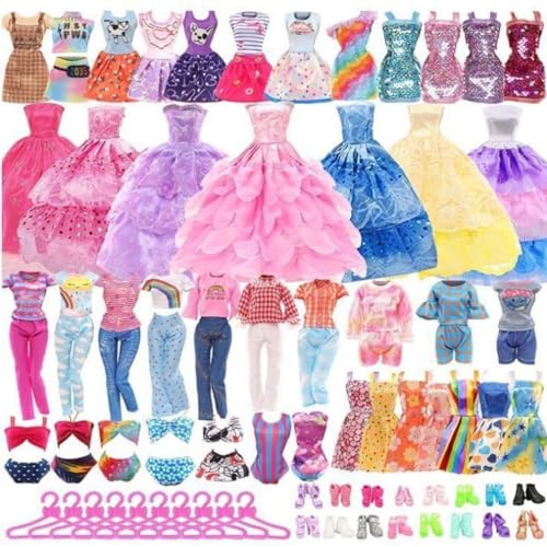 35 Pcs Kleidungsstücke Für Puppen Puppenkleidung Puppen Zubehör Barby Kleidung 20 Outfits 10 Schuhe 5 Kleiderbügel(Zufallsstil) von Labbe