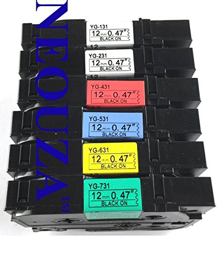 neouza kompatibel für Brother P-Touch TZ TZe Tape Label Combo Set 6 Packungen TZe TZ131 TZ231 TZ431 TZ531 TZ631 Etikettenaufkleber TZ731 12 mm x 8 m von Label-Brother