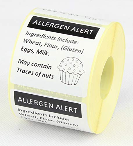 Label Metrics Lebensmittelallergie-Etiketten, Allergie-Etiketten für Lebensmittel, 38 x 38 mm, 500 Etiketten auf einer Rolle, Cupcake von Label Metrics