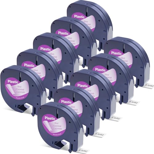 Label Orison Kompatibel mit Dymo Letratag Refill 16951 16952 Schwarz auf Klar Etikettenband für Dymo Label Maker Refills LT-100H LT-100T XR QX50 200B, 10er-Pack von Label Orison