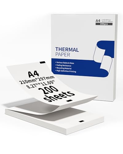 Thermopapier A4-Faltpapier Weißes Schreiben Schnelltrocknendes Wärmepapier (10 Jahre lang) 210-mm-297mm * 200 Stück. von LabelCenter