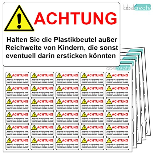 480 Aufkleber für Plastikbeutel mit offiziellem Erstickungsgefahr-Warnhinweis. Hochwertige Premium-Etiketten mit ultrastarker Haftung. von LabelCreate