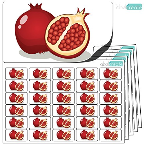 480 x Aufkleber - Granatapfel (38 x 21 mm). Hochwertige selbstklebende Etiketten mit Fruchtmotiv von LabelCreate. von LabelCreate