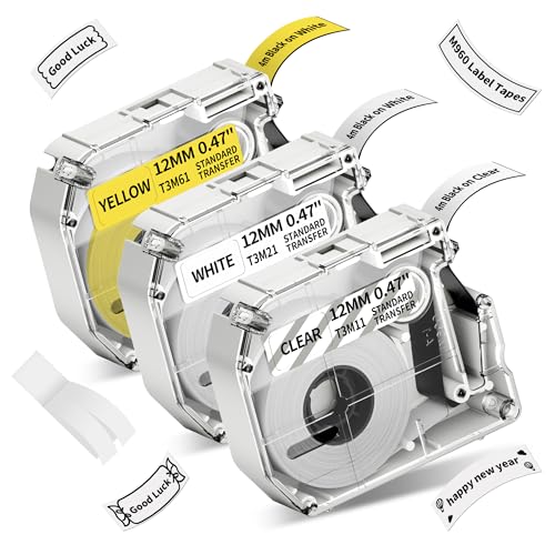 M960 Wärmeübertragung Dauerhaftes Etikett - 12mm*4m Standard Bänder, zur Dokumenten und Artikelkennzeichnung, Kompatibel mit Brother P Touch PT-M95 PT-70 PT-85 PT-100 PT-110 von LabelCreate