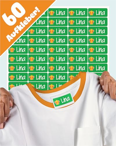 LabelTiger® Personalisierte Namensaufkleber für Kinder - 60 Stück, Selbstklebend & Wasserfest, Ideal für Kita, Schule, Kleidung & Gegenstände - Grün von LabelTiger