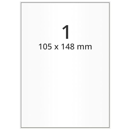 Labelident DIN A6 Etiketten weiß - 105 x 148 mm - 400 Polyesteretiketten auf 400 DIN A6 Bögen, selbstklebend, matt von Labelident