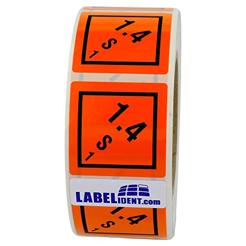 Labelident Gefahrgutaufkleber 50 x 50 mm - Klasse 1 - Explosive Stoffe - 1.000 Gefahrgutetiketten auf 1 Rolle(n), 3 Zoll (76,2 mm) Kern, Polyethylen orange-schwarz von Labelident
