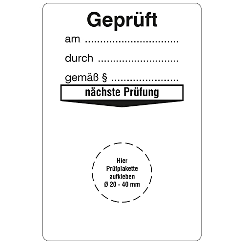 Labelident Grundplaketten für Prüfplaketten 76,2 x 50,8 mm - nächste Prüfung - 1.000 Grundetiketten auf Rolle, Polyethylen selbstklebend, weiß-schwarz von Labelident